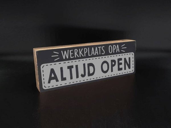 Tekstblok  werkplaats opa *2879
