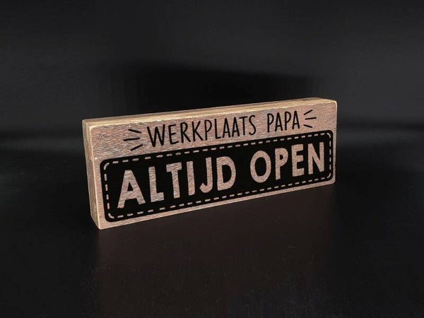 Tekstblok werkplaats papa *2880