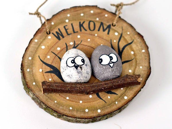 boomschijf 2 vogels welkom *7349