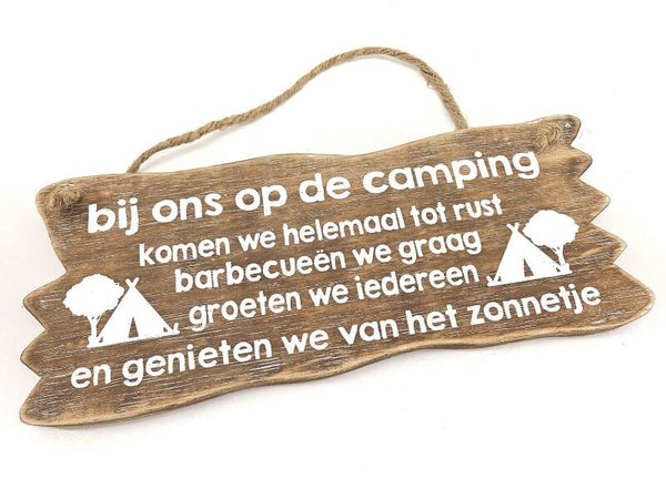 bordje hangend Bij ons op de camping *8109