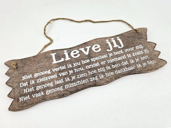 bord hangend XL  Lieve jij *8203