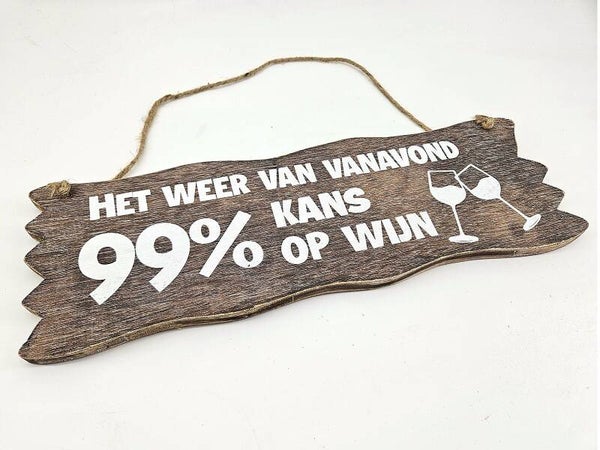 bord hangend XL weer vanavond wijn *8205