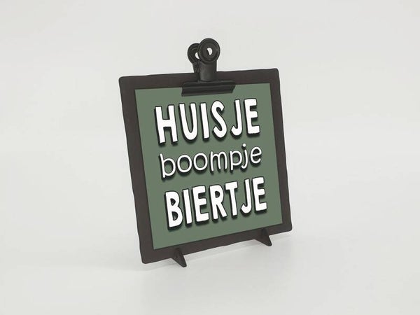 klembordje zwart met wenskaart huisje boompje biertje *24007
