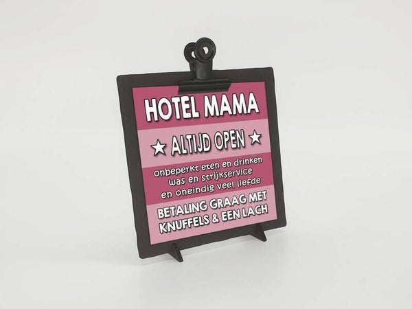 klembordje zwart met wenskaart hotel mama *24068