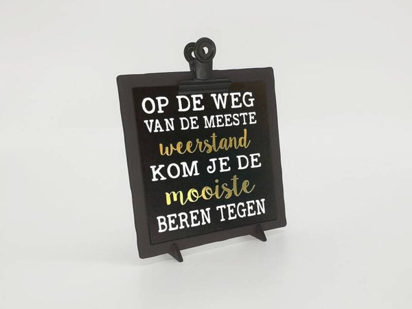 klembordje zwart met kaart letterpress meeste weerstand *24114