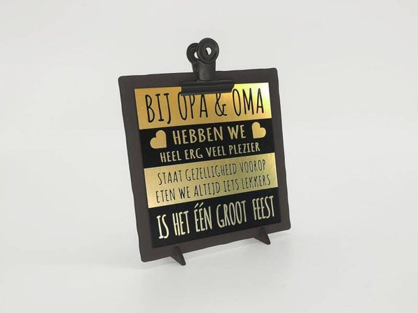 klembordje zwart met kaart letterpress bij opa & oma *24129