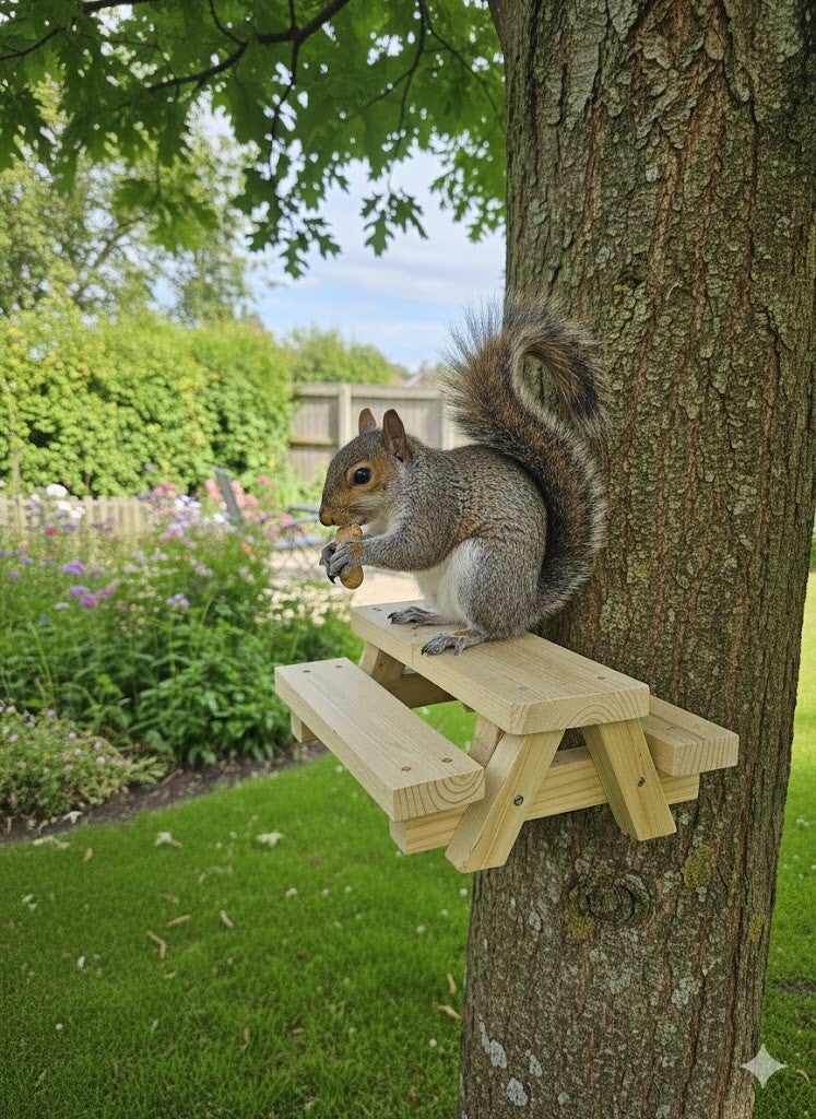 The Squirrel Social Club: Tree-Mounted Picnic Table