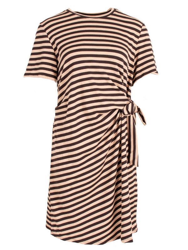 Jurk streepjes - beige bruin