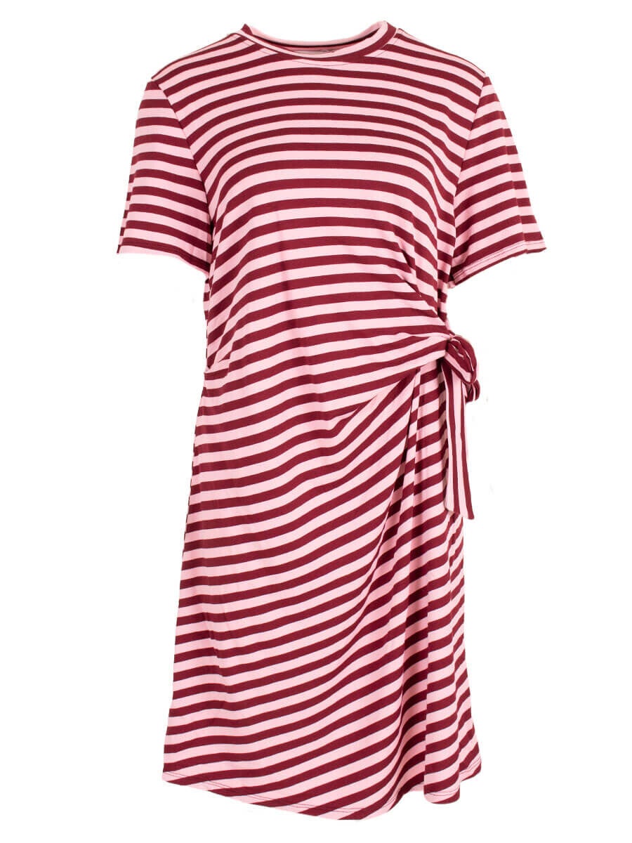 Jurk streepjes - roze donkerrood