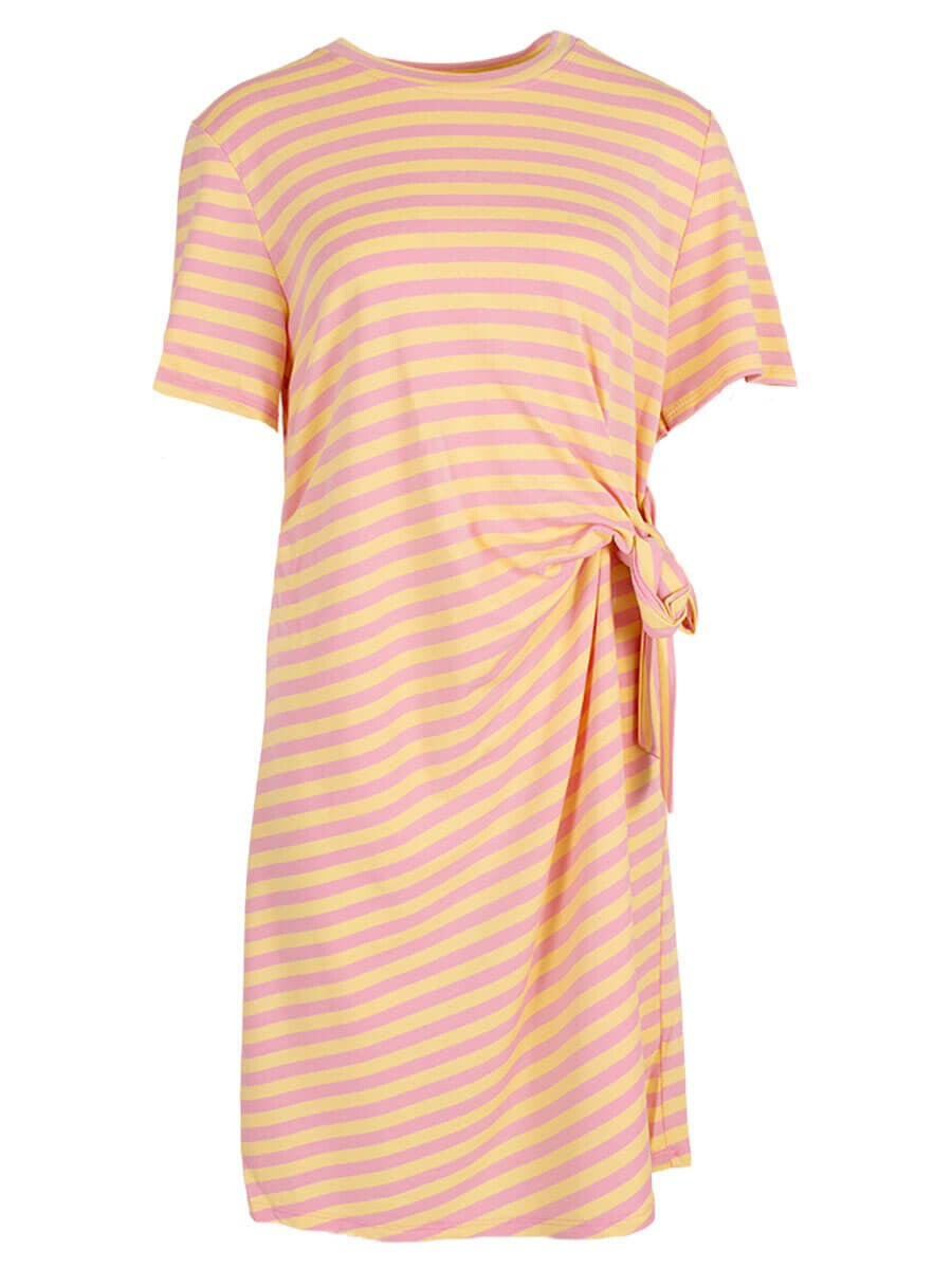 Jurk streepjes - roze geel