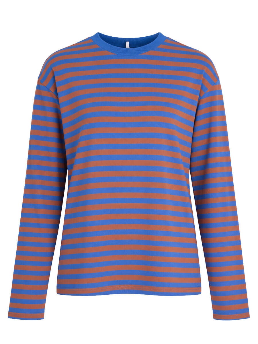 Longsleeve streep blauw/bruin