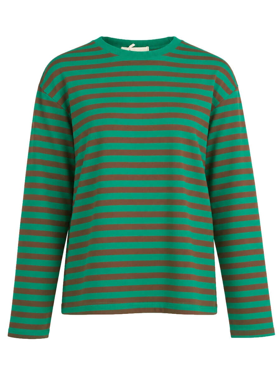 Longsleeve streep groen/bruin