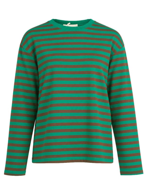 Longsleeve streep groen/bruin