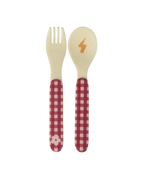 Baby lepel en vork - Roze - Hero print