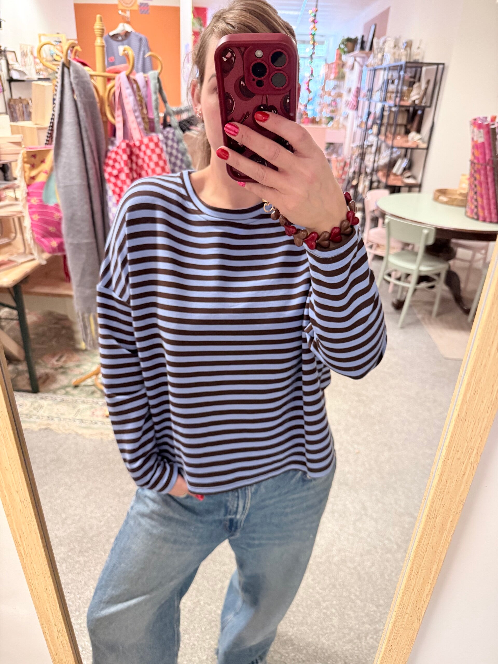 Longsleeve blauw/bruin