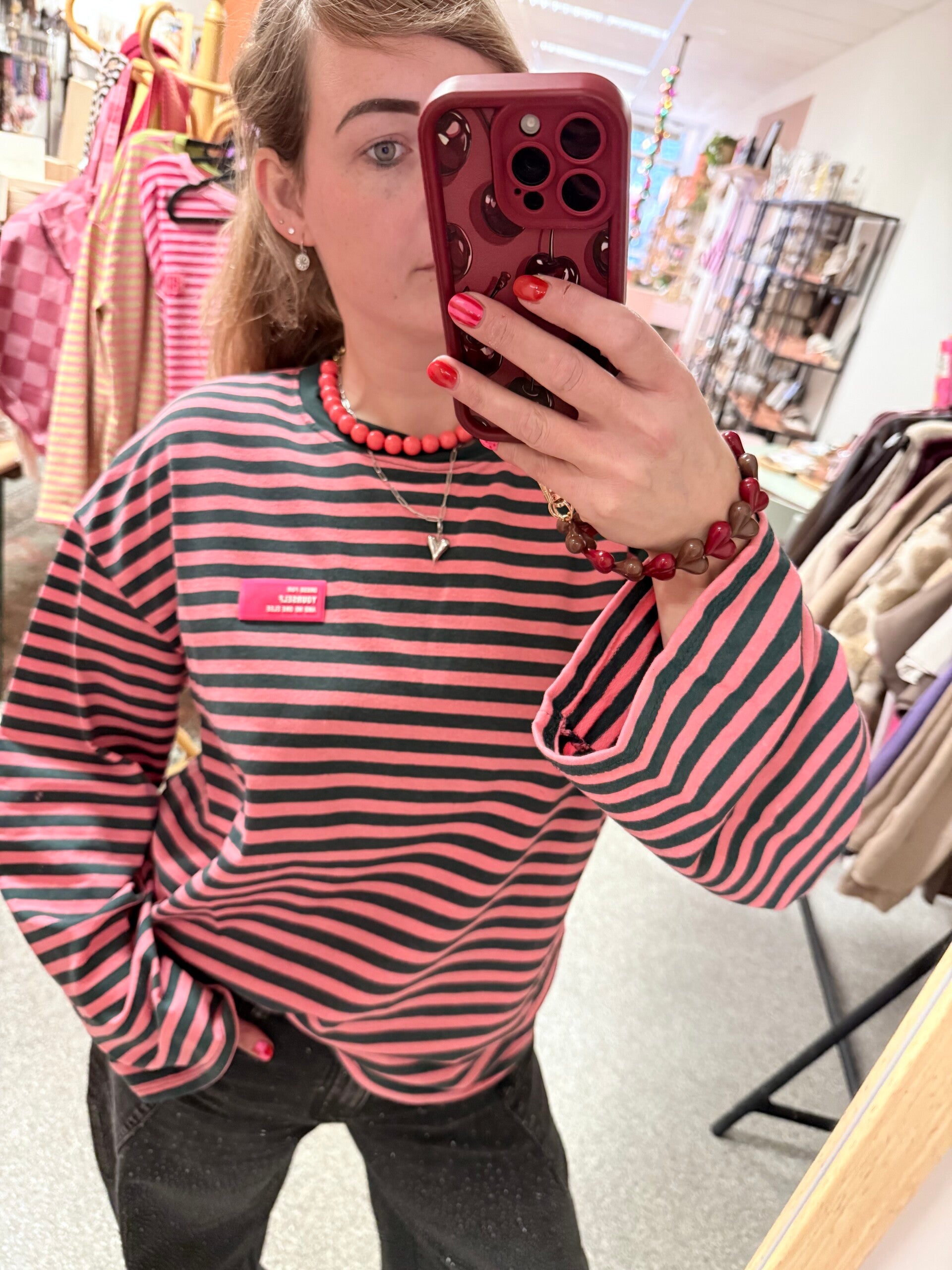 Longsleeve groen/roze