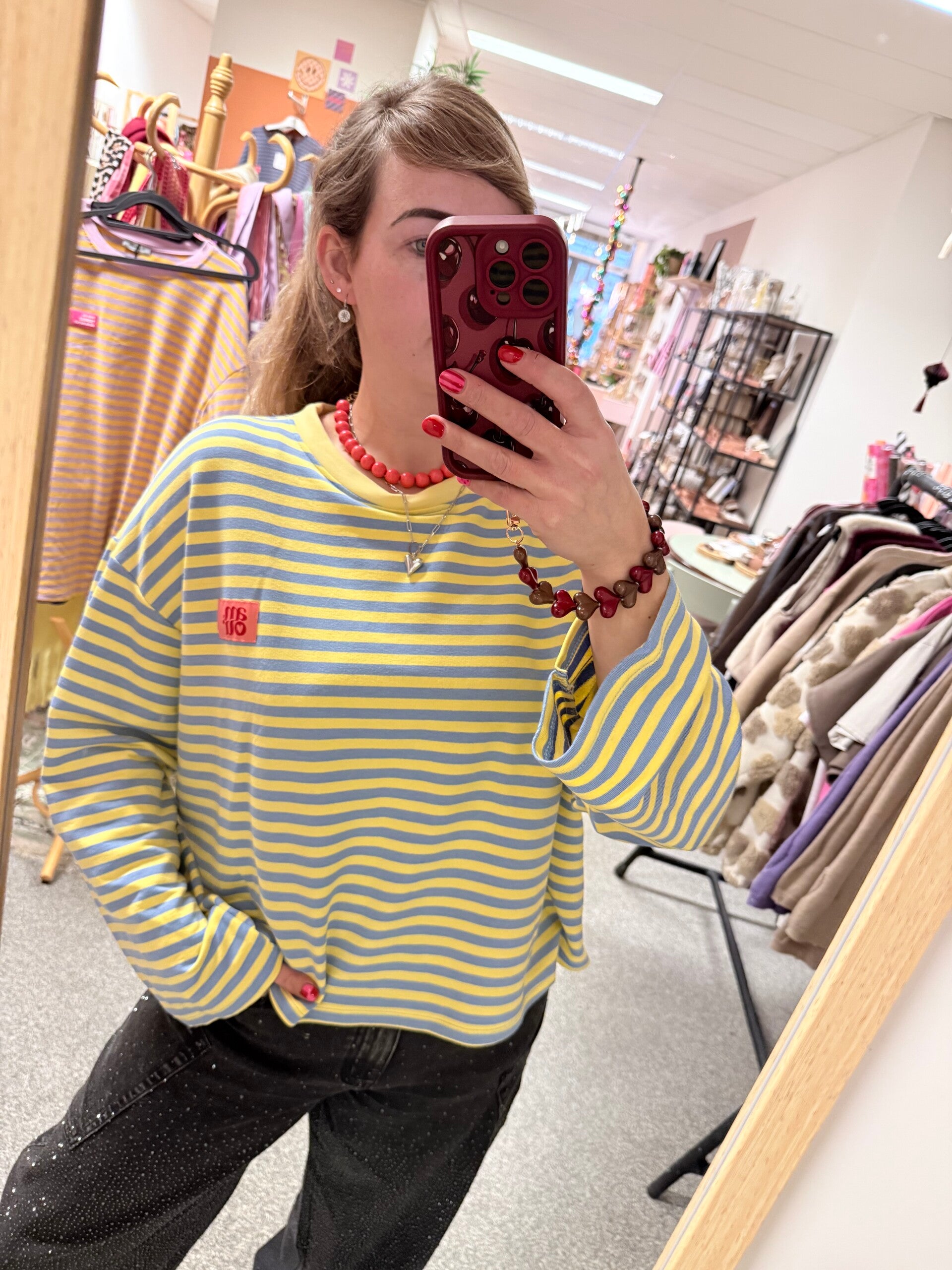 Longsleeve geel/blauw