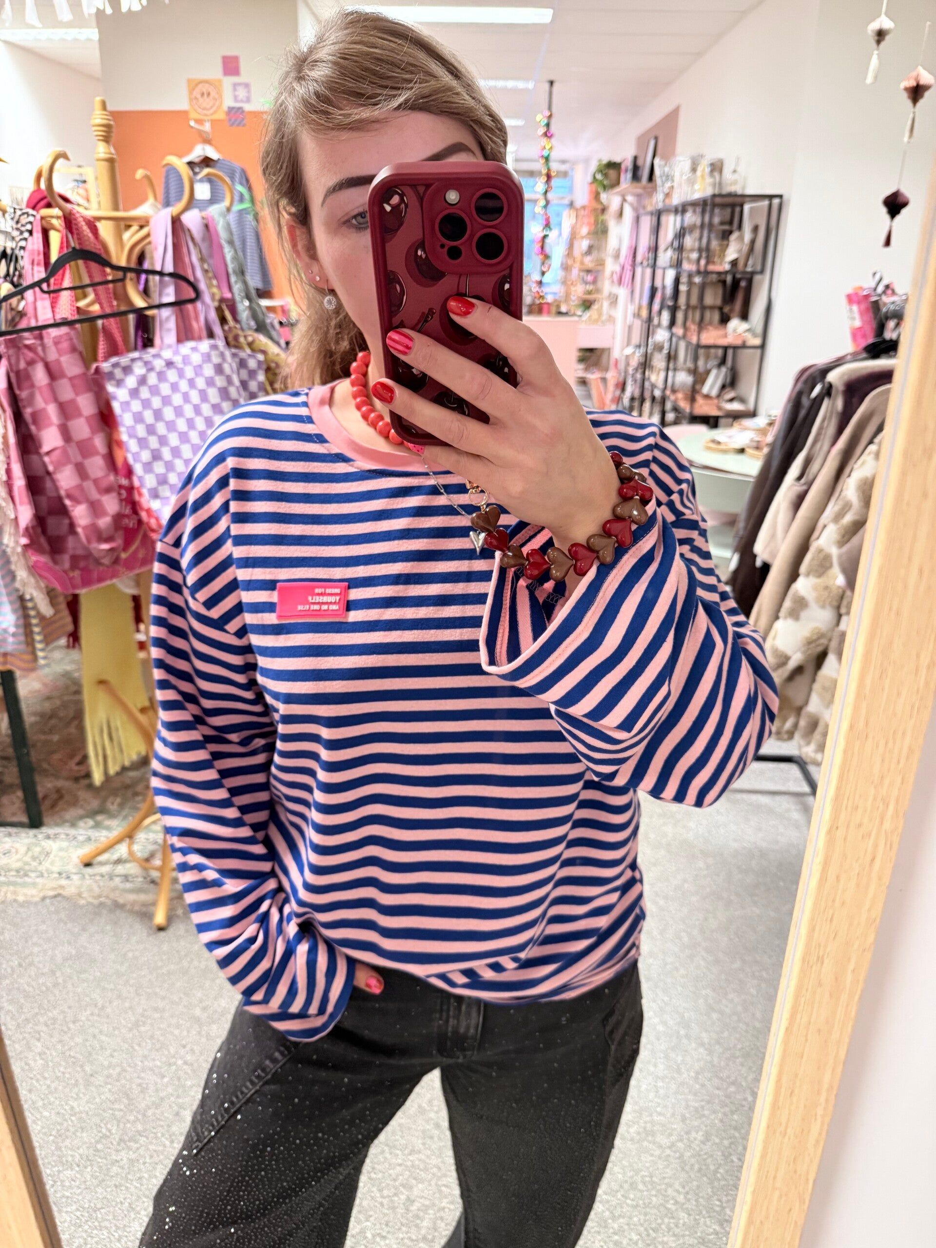 Longsleeve blauw/roze