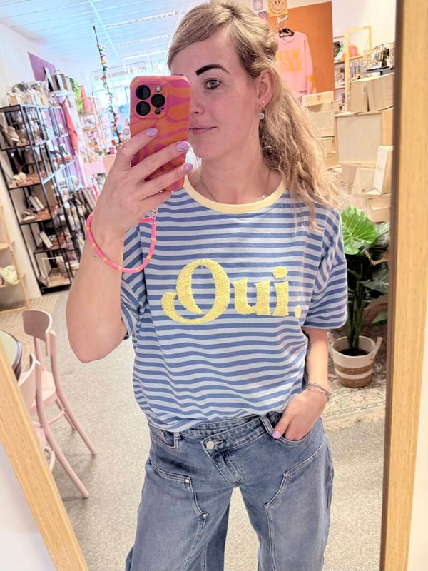 Oui streep shirt blauw