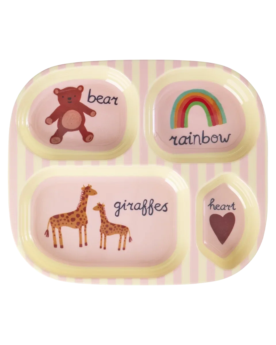 Kinderbord met 4 compartimenten - roze - ABC print