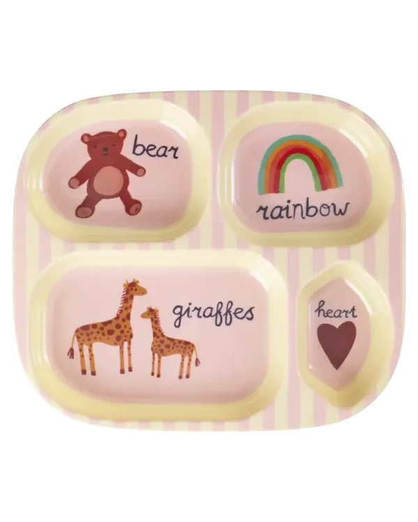 Kinderbord met 4 compartimenten - roze - ABC print