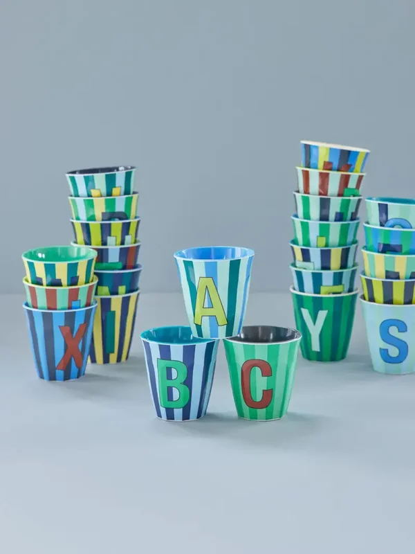 Alfabet beker - Blauw - Stripes