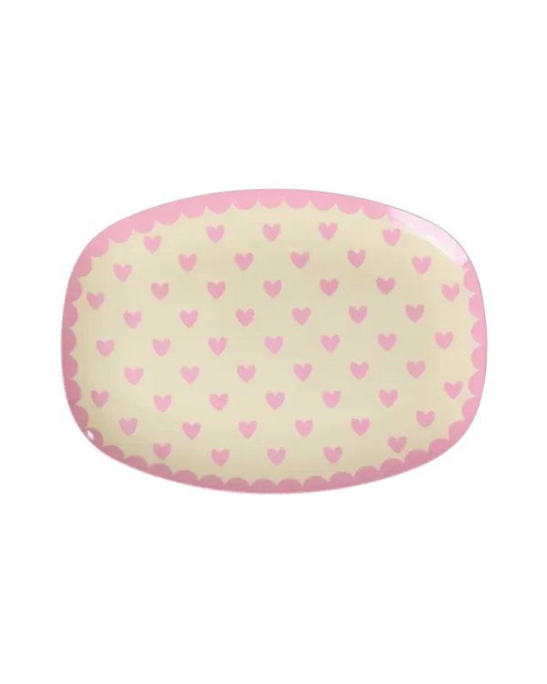 Klein Rechthoekig Bordje - Roze - Favorite Hearts Print