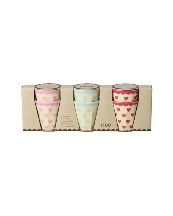 Middelgroot Beker - Meerkleurig - Set van 6 - hartjes