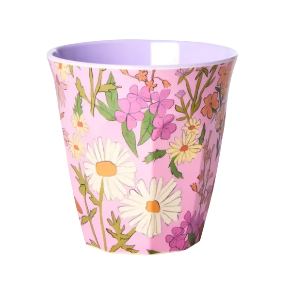 Middelgroot beker - Zacht roze - Daisy Dearest print