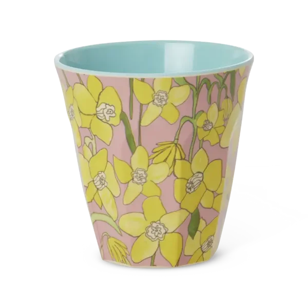 Melamine beker - Zacht roze - Daffodils print