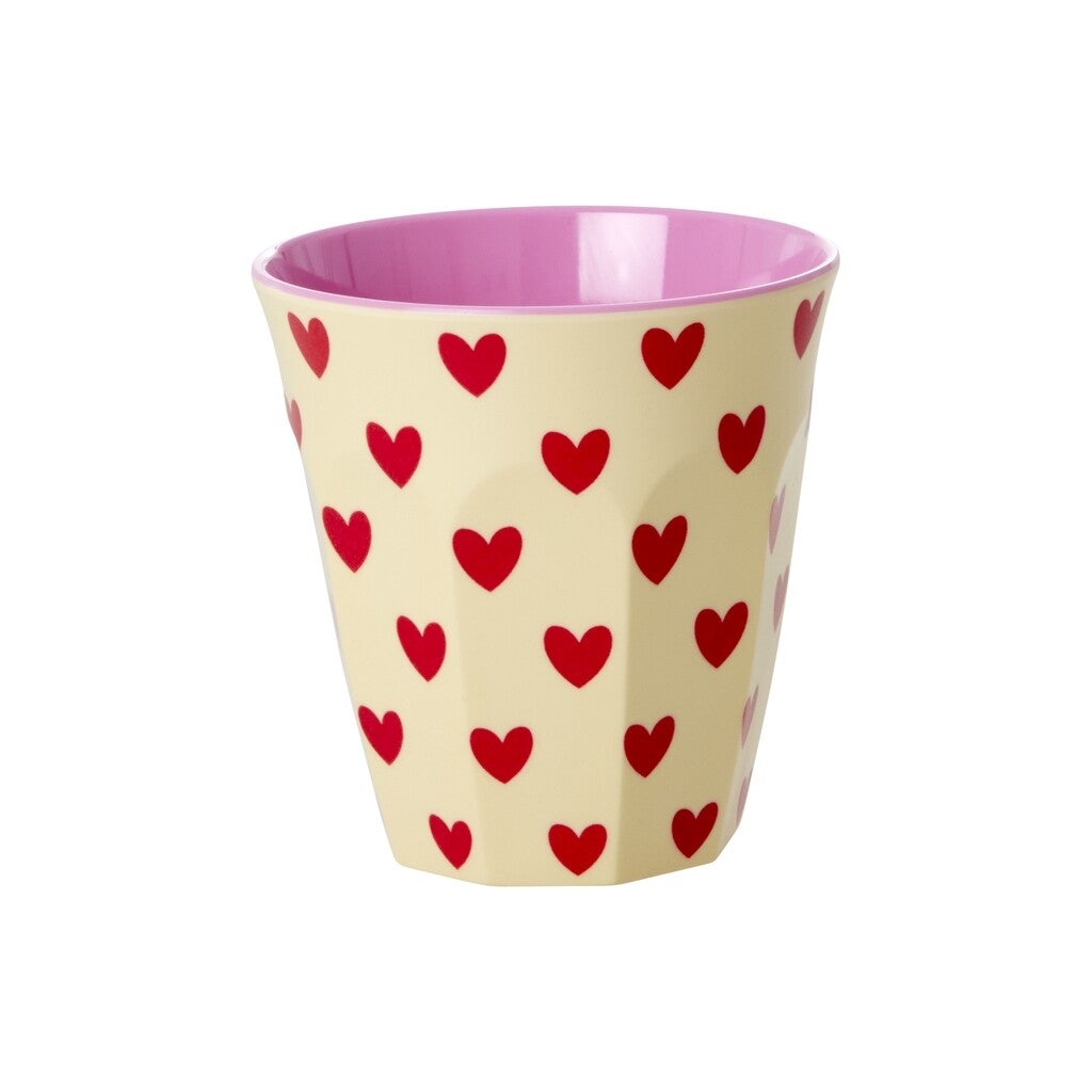 Middelgroot Beker - Crème - Darling Hearts Print