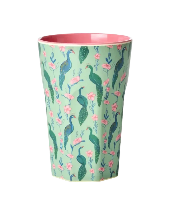 Grote beker - Groen - Peacock power print