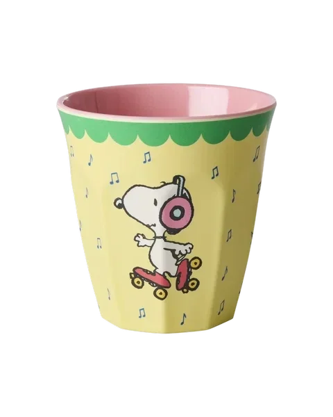 Middelgrote kidsbeker - geel - Snoopy print