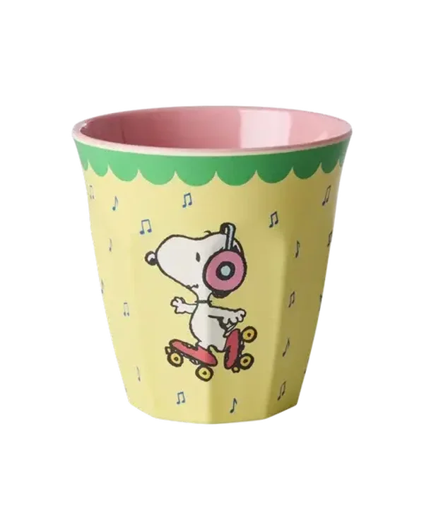 Middelgrote kidsbeker - geel - Snoopy print
