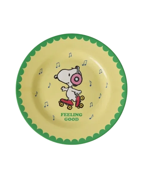 Kinderbord - geel - snoopy print