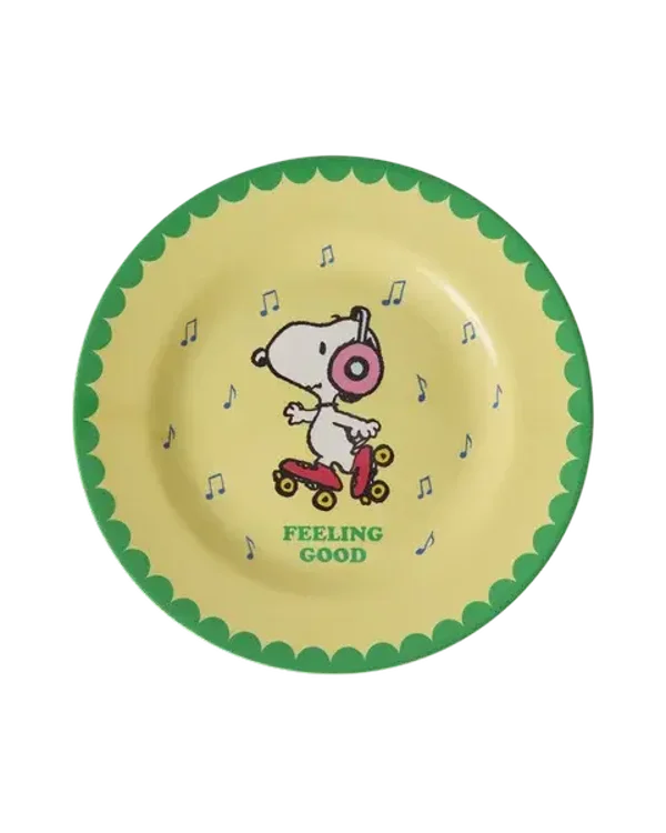 Kinderbord - geel - snoopy print
