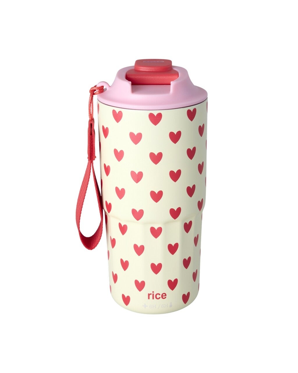 Groot Roestvrijstalen Thermobeker - Crème - Hearts Print