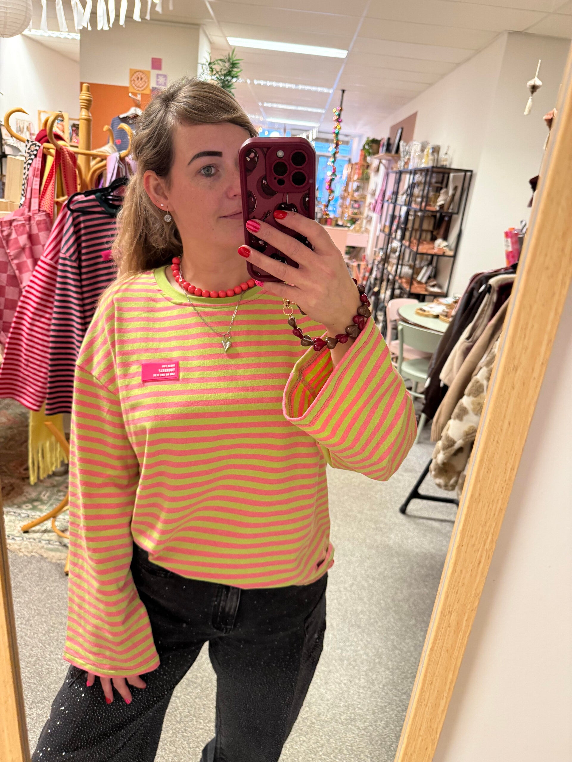 longsleeve groen/roze