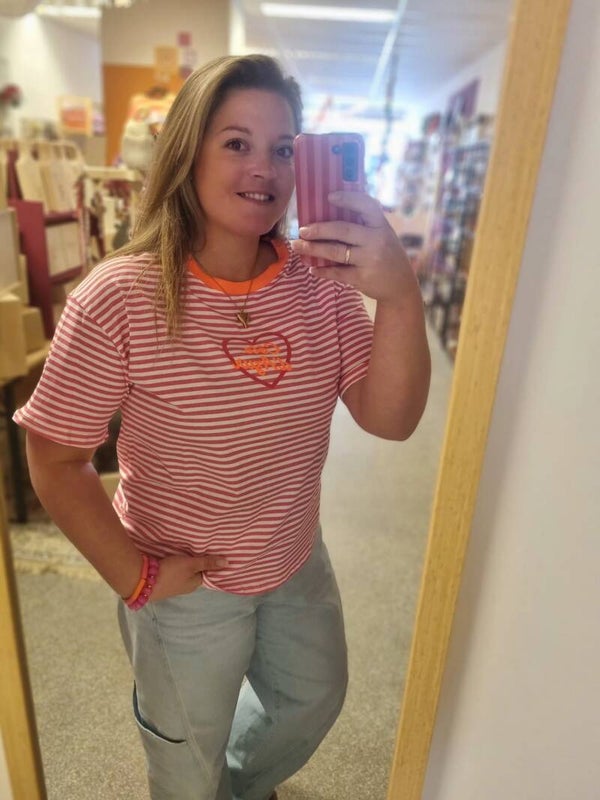 T-shirt streep Cote d'Azur - roze