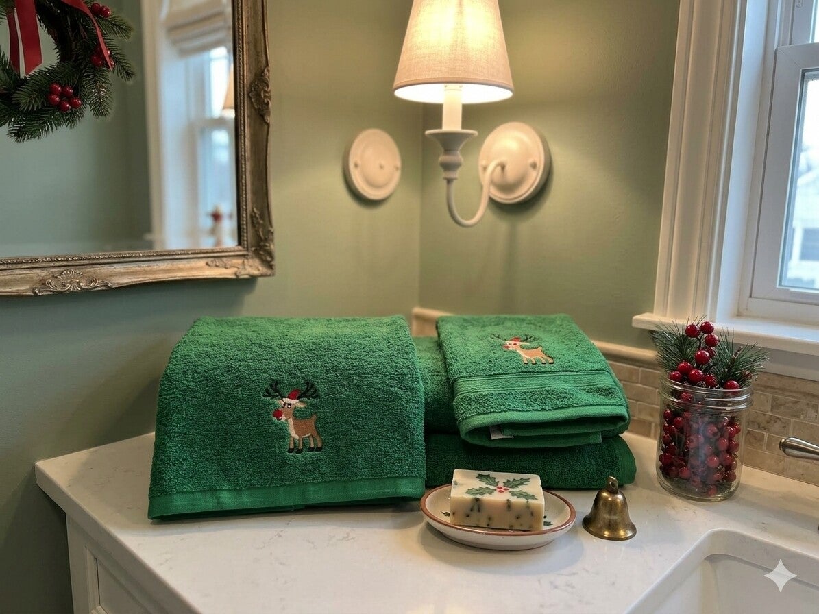 Embroidered Christmas Hand Towels – Festive Holiday Kitchen & Bath Décor