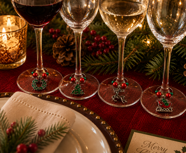 Holiday Wine Glass Charms – Set of 4