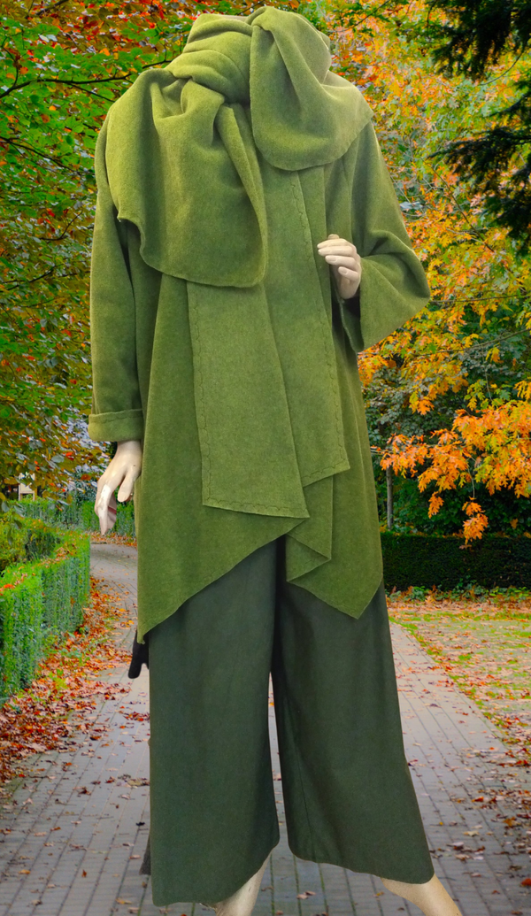MANTEAU SANDRA PLUS GRANDE ECHARPE EN LAINE POLAIRE HAUTE GAMME 100 % FABRIQUE EN FRANCE