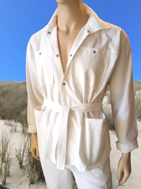 VESTE SAHARIENNE HOMME 100 % COTON CREEE ET FABRIQUEE EN FRANCE