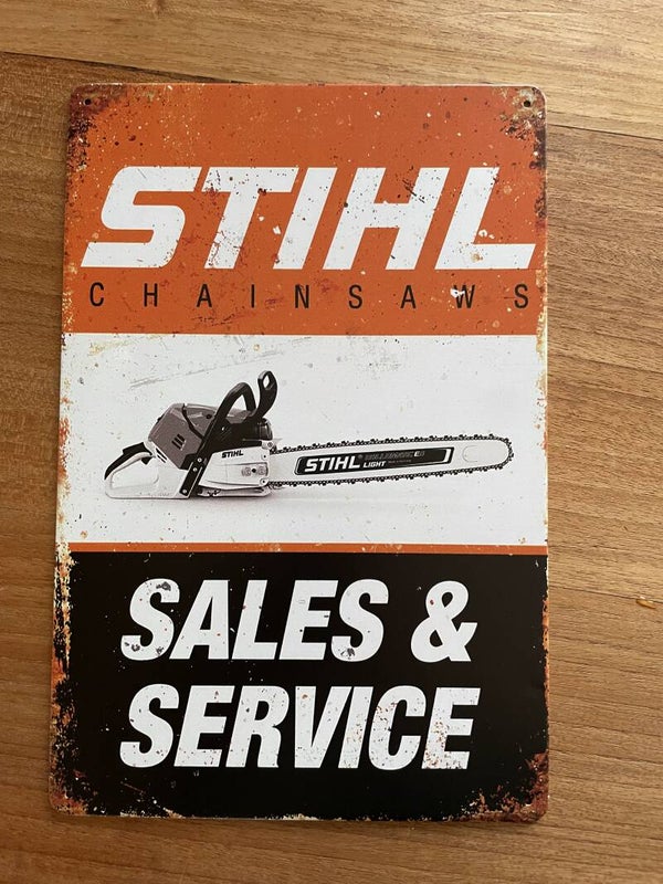 Stihl chainsaws sales & service metalen reclamebord (Old Look)