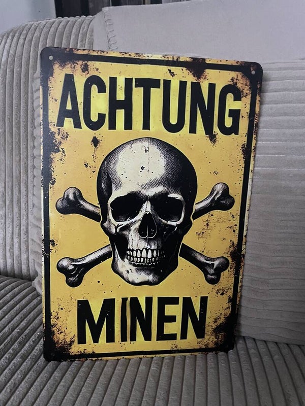 Achtung Minen! metalen bord (Old Look)