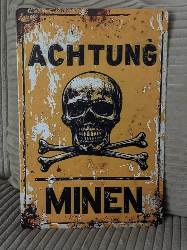 Achtung Minen! metalen bord (Old Look)