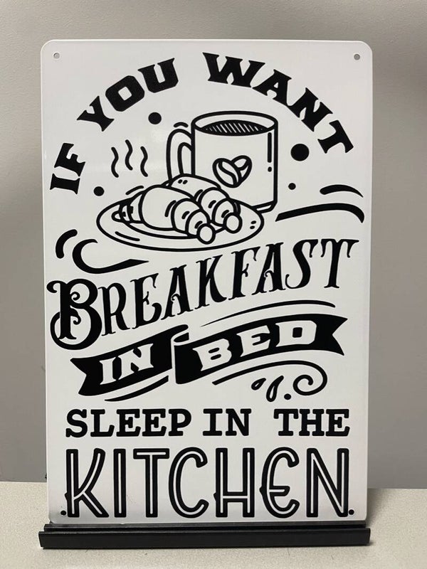 Breakfast in bed metalen tekstbord