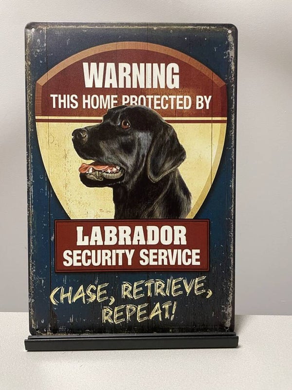 Warning Labrador, metalen tekstbord (Old Look)