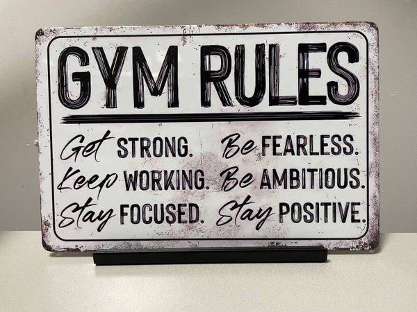 Gym Rules , metalen tekstbord (Old Look)