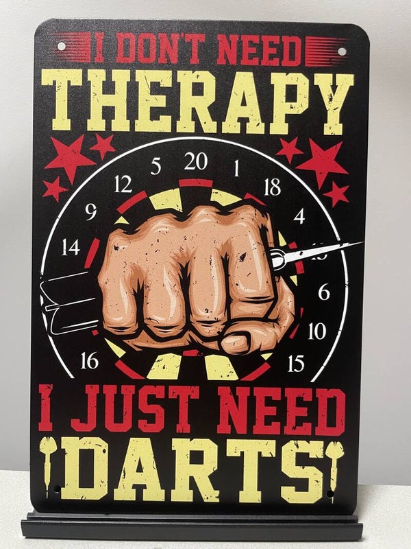 Darts therapy , metalen tekstbord (Old Look)